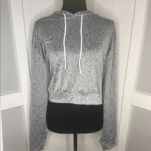 Real Essentials Grey Cropped Hoodie Sweatshirt | Women's Plus 3X Stretch